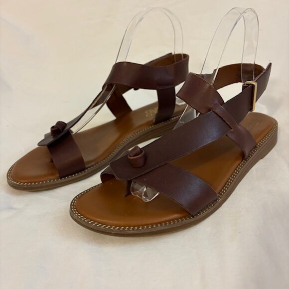 Franco Sarto Glenni Dark Brown Leather Strappy Thong Slingback Sandal Size 7M - Picture 2 of 11